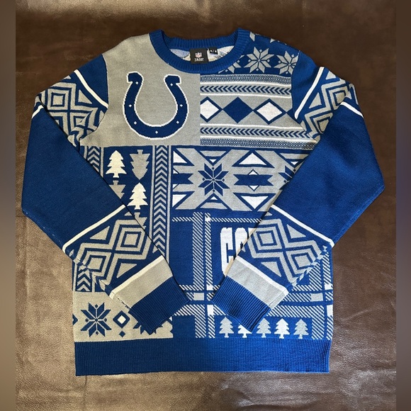 Klew NFL Men's Indianapolis Colts Patches Ugly Sweater. Size M - Picture 1 of 7
